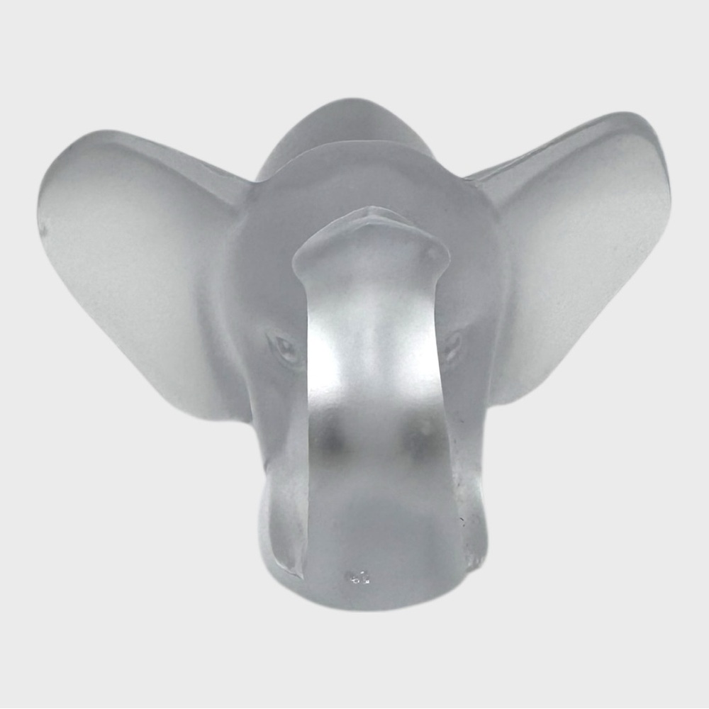 Vintage Frosted Sevres Cristal Glass Elephant Figurine - Picture 5 of 5